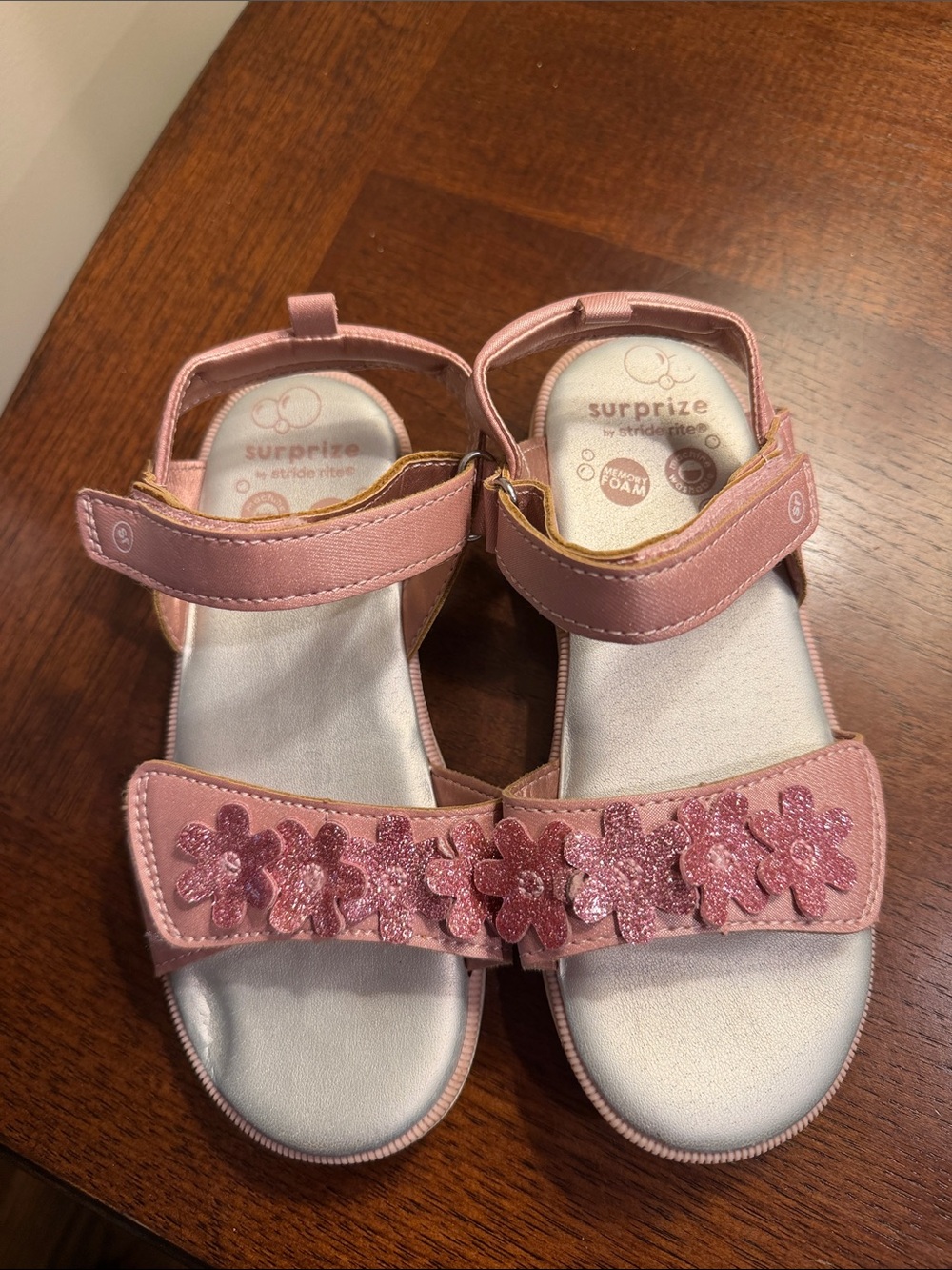 Stride Rite Girls' Rose Pink Floral Glitter Sandals